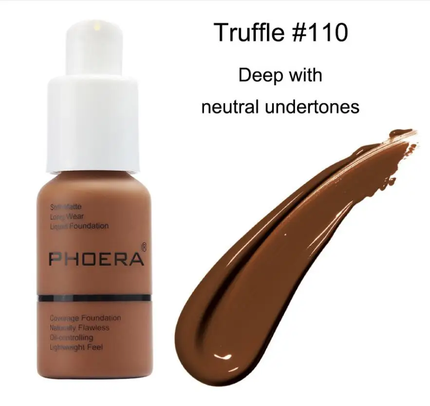 110 Truffle PHOERA матовый контроль масла маскирующий тональный крем - Цвет: 110 Truffle