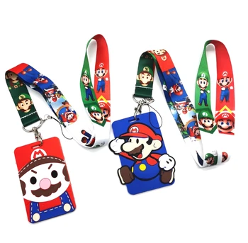 

New cartoon Super Mario card Neck Strap Lanyards Badge Holder Rope Pendant Key Chain Accessorie