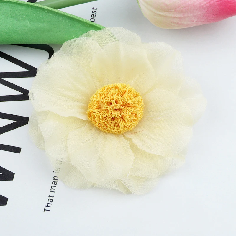 5PCS /33 Colors Mini Chiffon Fabric Flower For Wedding Invitation Artificial Flowers For Dress Decoration - Цвет: 33