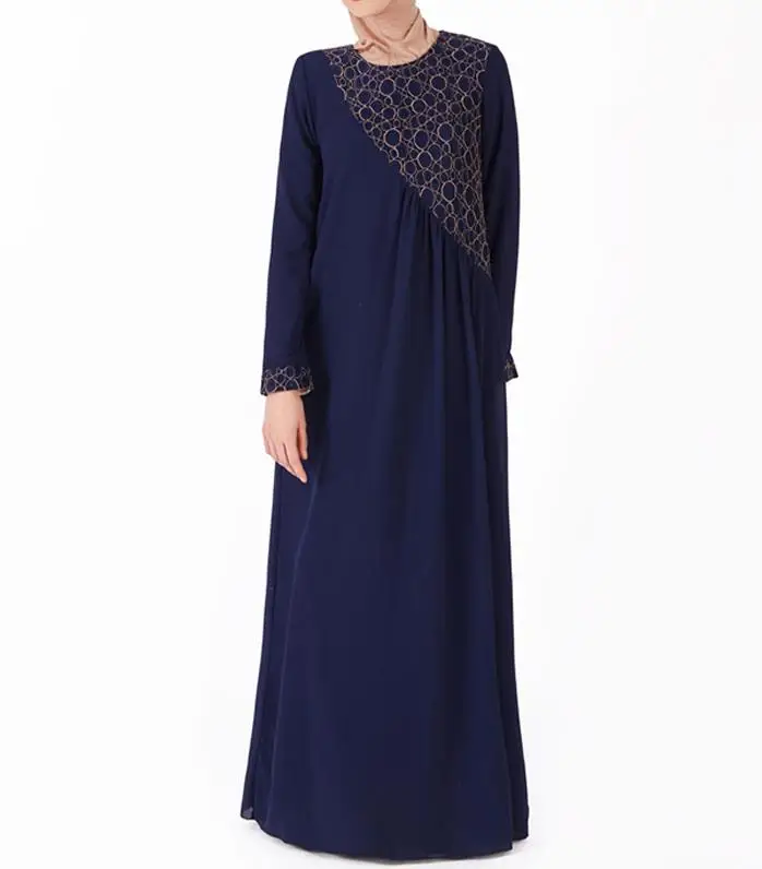 Dark blue dress Шифоновый кафтан абайя Турция Дубай исламский Арабе мусульманский хиджаб платье Кафтан Абая для женщин Рамадан Elbise халат Musulmane Longue - Цвет: Dark blue dress