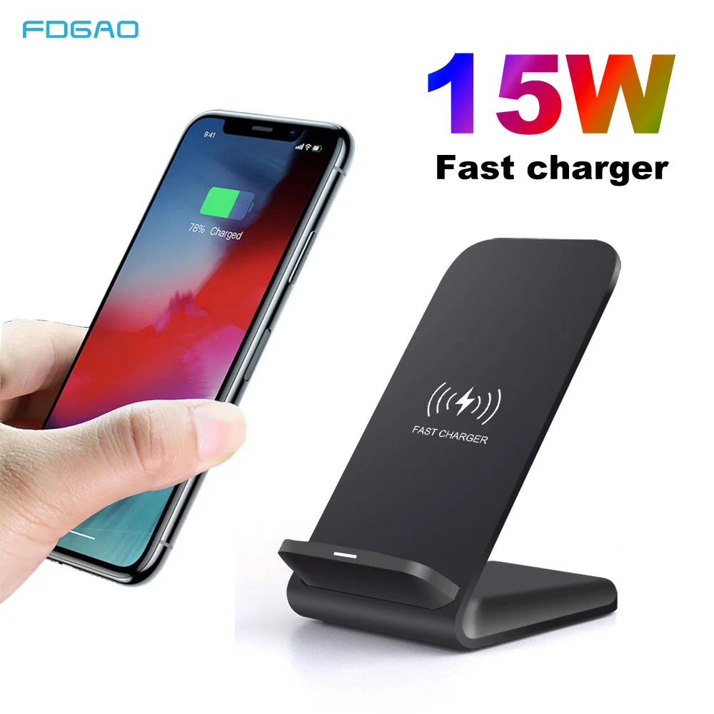 Беспроводное зарядное устройство FDGAO 15 Вт Qi для iPhone 11 Pro XR 8 X XS MAX QC 3 0 USB C держатель