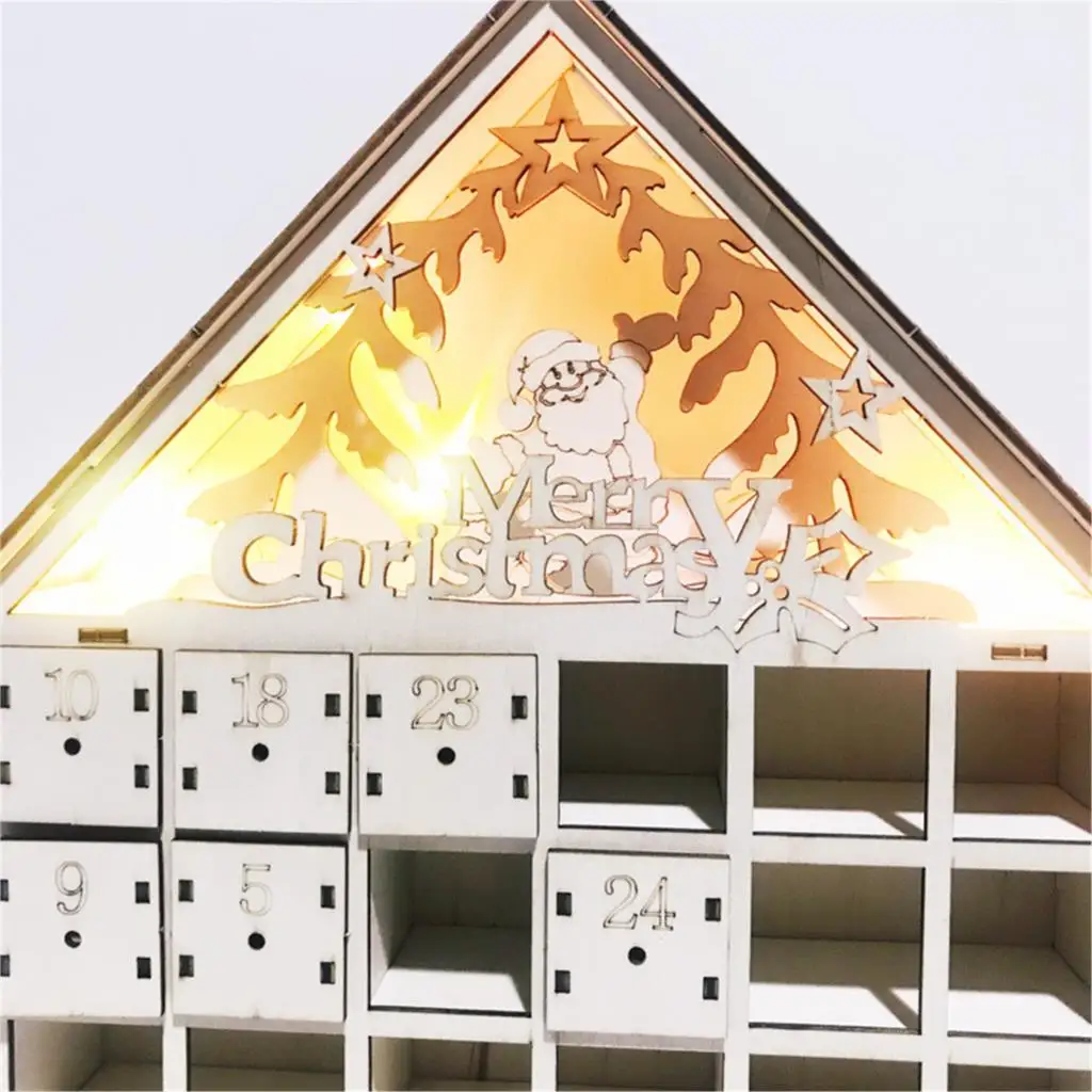 DIY Рождественский деревянный обратный отсчет Advent календарь со светодиодной