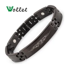 Wollet ювелирные изделия с черным покрытием Нержавеющая сталь Био Магнитный ID браслет для Для мужчин подарок для мужа здравоохранения лечебная энергия