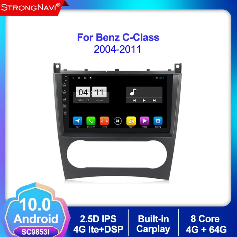 Android 10 0 4 + 64G IPS DSP 2 DIN Автомобильный Радио Стерео GPS для Mercedes/Benz W203 W209 W219 A-Class A160 C-Class