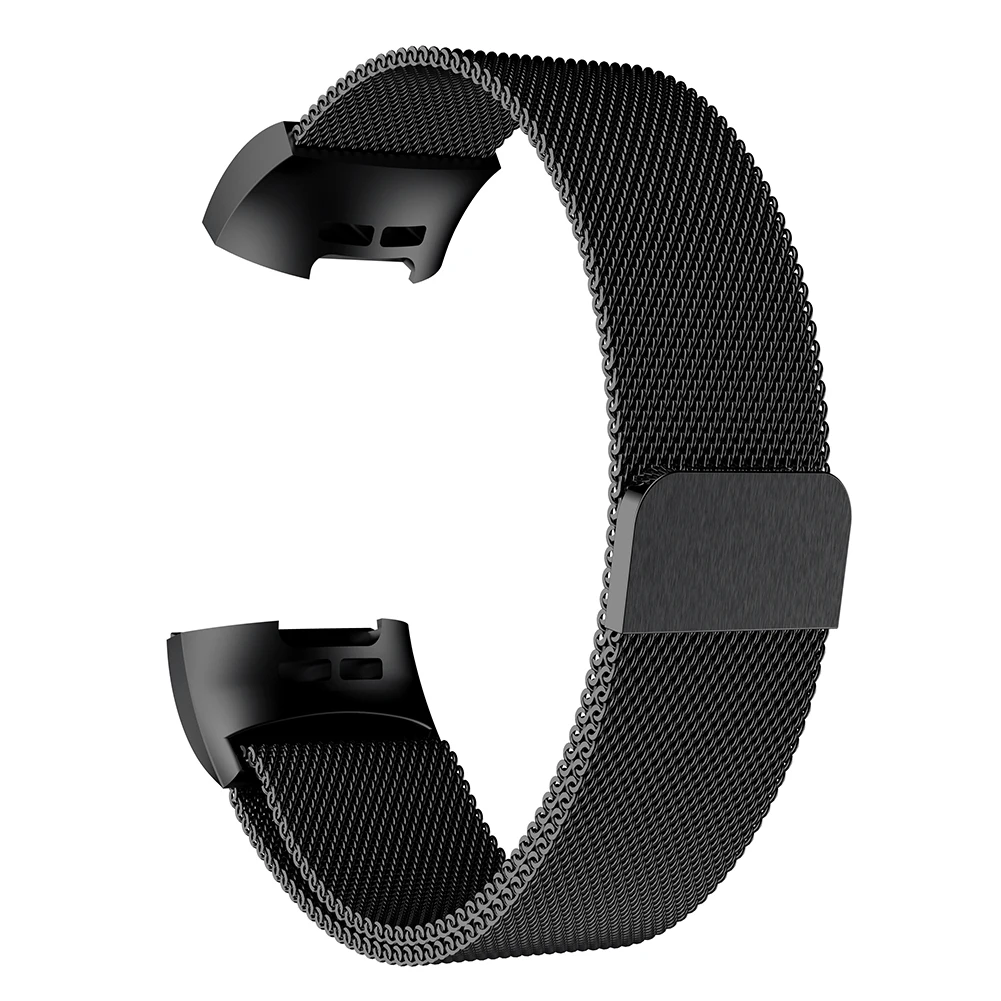 Сменный металлический браслет с магнитной петлей для FitbitCharger 3 NC99 - Цвет: Черный