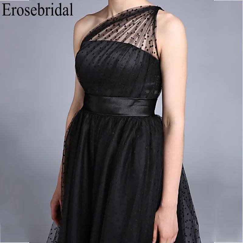 Erosebridal одно плечо черное вечернее платье длинное элегантный длинный формальный вечернее платье для женщин боковая молния
