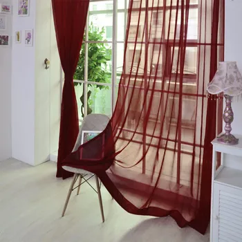 

1 PCS Curtains Pure Color Tulle Door Window Curtain Drape Panel Sheer Scarf Valances тюль на окна Cortinas занавески #LR2