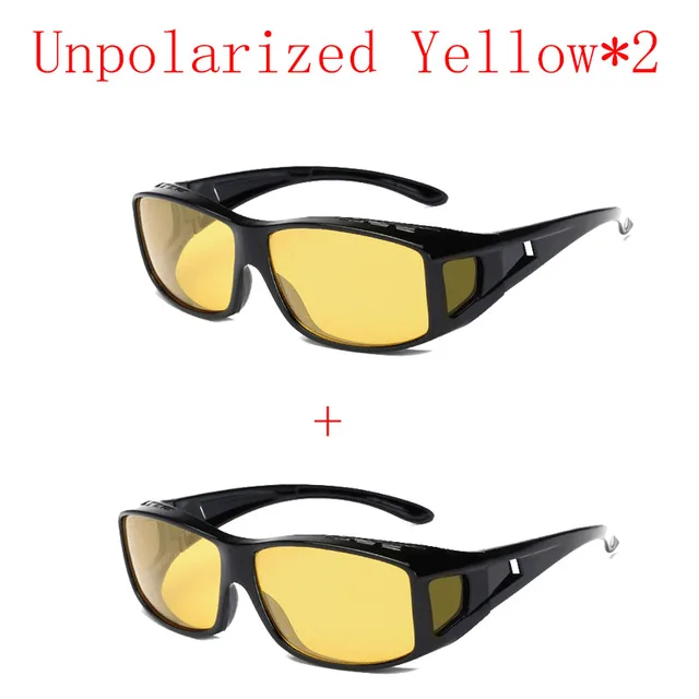 New 2 Pack Polarized Car Night Vision Goggles Sunglasses Night Driver Driving Goggles Unisex UV400 Glasses Auto Parts Unpolarized Yellow A