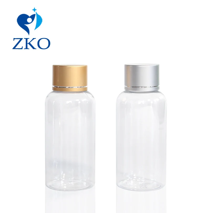 

5pcs/lot Free Shipping 80ml Round Plastic Bottle Electroplated Gold and Silver Screw Cap of Smooth Refillable Bottles