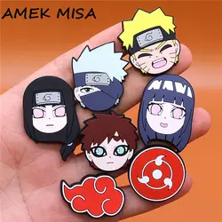 Manga japonais populaire 1 pièce, Uchiha Sasuke, accessoires de chaussures en PVC, décorations pour croco, breloques, chaussures, Bracelet, cadeaux pour enfants 