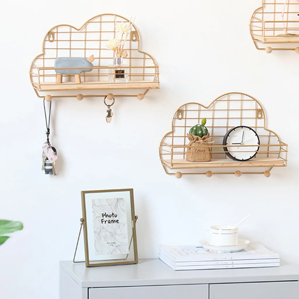 Home storage kitchen organizer для кухни органайзер Cloud Shaped Wall Mounted Display Storage Shelf Organization Rack Home#30