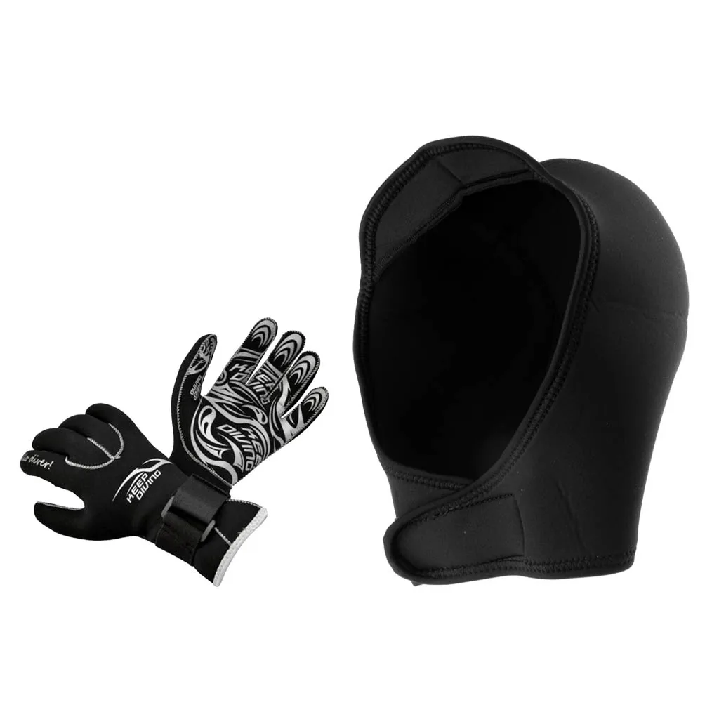 Professional Adult Scuba Diving Swim Windsurf SUP Hood Cap + Wetsuit Gloves for Water Sports