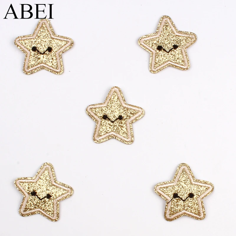 10 шт./лот блестящие золотые нашивки со звездами термоклейкие Мультяшные наклейки