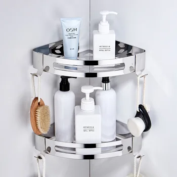 

2019 New 304 Stainless Steel Bathroom Rack Non-perforated Toilet Tripod Toilet Kitchen Storage Basket Bathroom Accessories