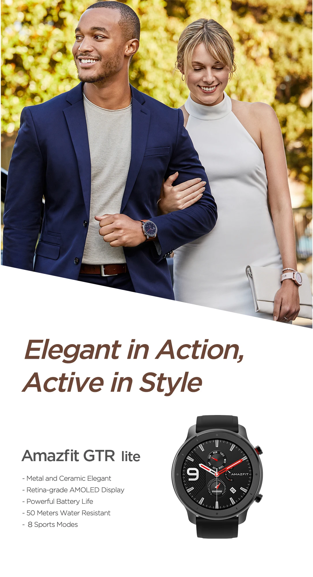 Amazfit GTR 47 мм Lite Смарт часы 5ATM водонепроницаемые Смарт часы 24 дня батарея управление музыкой силиконовый ремешок
