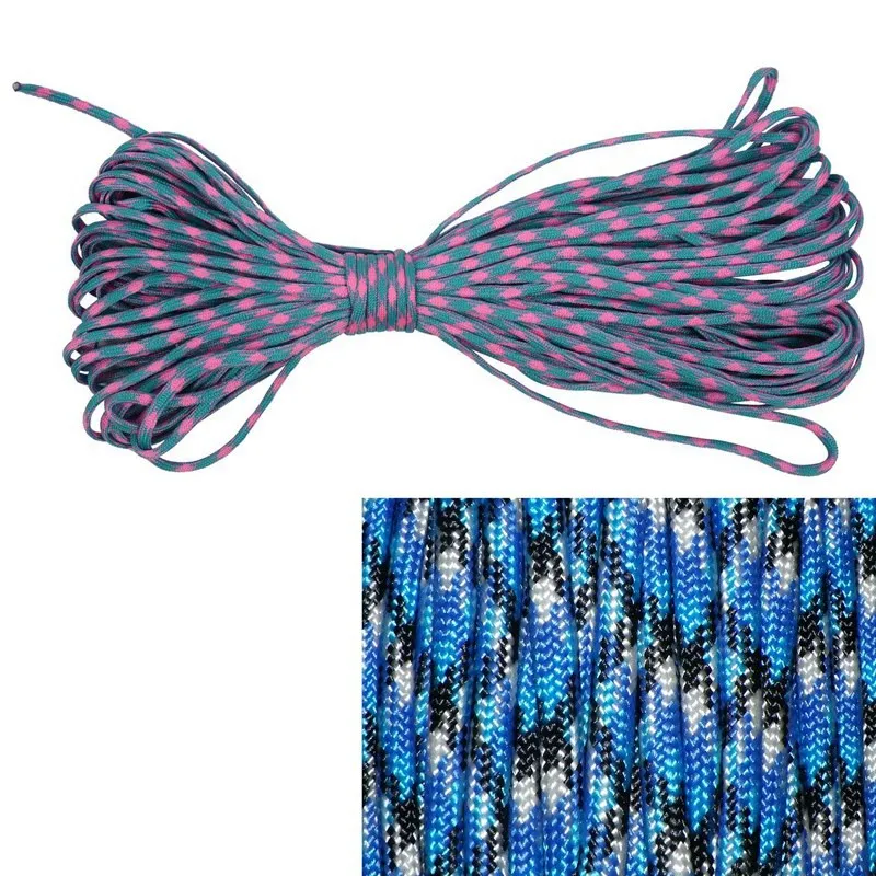 2 шт. 550 Паракорд 7 внутренних нитей Mil спец Тип III бушкрафт веревка для выживания, 100 футов(морской камуфляж, ярко-розовый и кислотный
