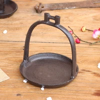 Retro Brown Round Cast Iron Storage Dish For Key With Welded Handle Farm House Accents Handmade Home Garden Table Jewelry Holder 1
