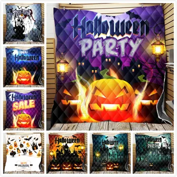 

Happy Halloween Party Bed Blanket Velvet Double Layer Festival Microfiber Sofa Bed Blanket Printed Soft Bedspread Throw Blanket