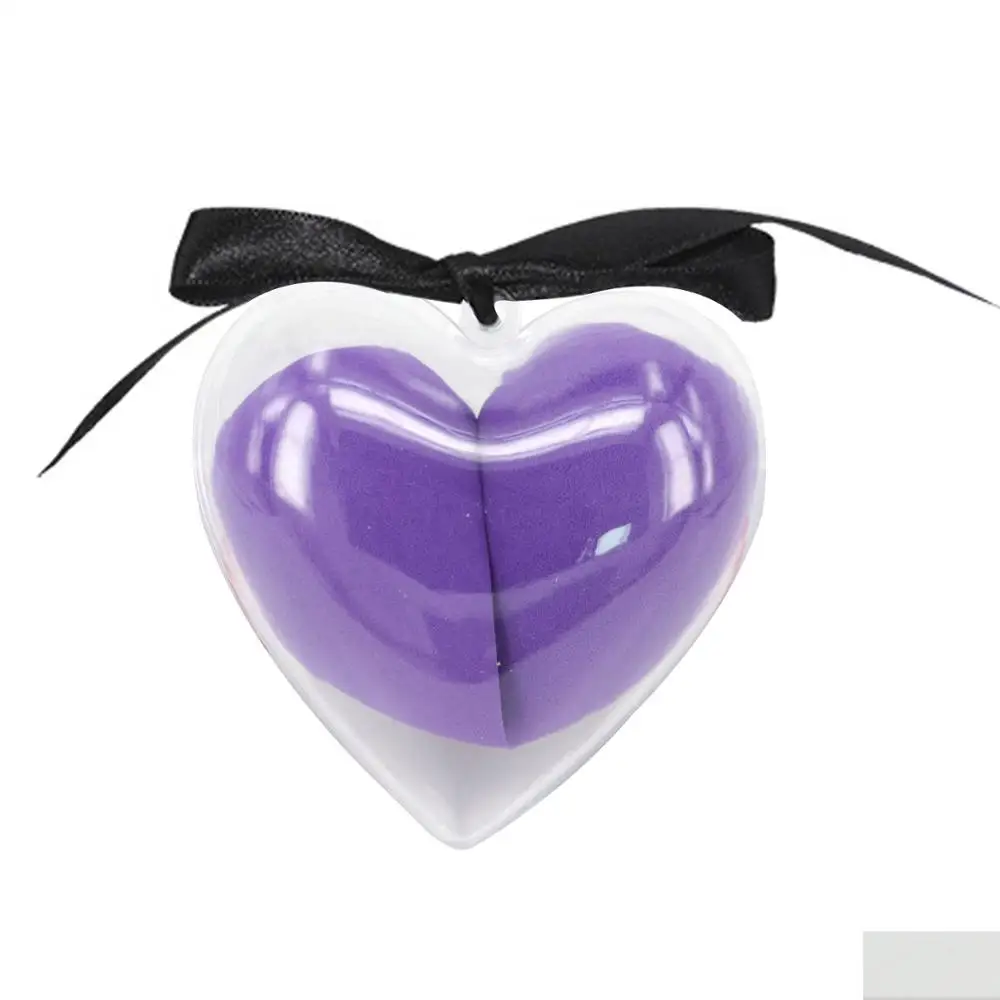purple 2 шт./компл. макияж губка сердце-Форма коробка безлатексный Материал косметический слойка, пудры, основы, Применение Красота Make Up Инструменты блендер - Цвет: purple