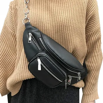 

Pu Leather Zip Pouch Women Waist Bag Belt Chest Bag Travel Money Phone Bags For Ladies Female Luxury Funny Pack Fashion