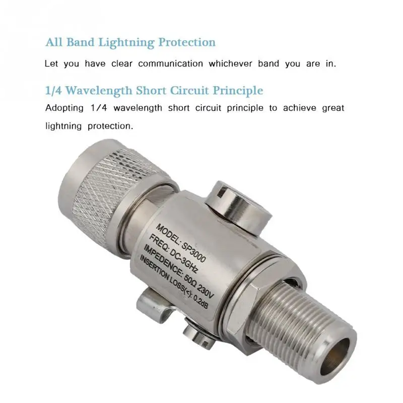 N Male to N Female Coaxial Surge Protector All Band Protection DC3GHz Surge Protector Adopting 1/4 wavelength short