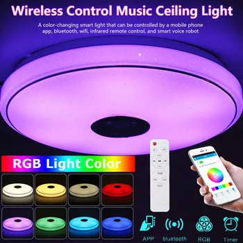 

72W Modern RGB LED Ceiling Light 220V/110-240V Home lighting APP bluetooth Music Light Bedroom Lamps Smart Lamp+Remote Control
