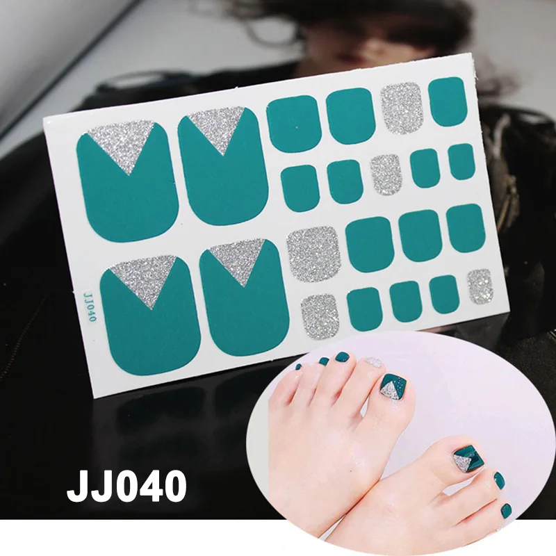 

14 Pcs/Sheet Water-proof Full Toe Nail Stickers 3D DIY Nail Art Decoration LDO99