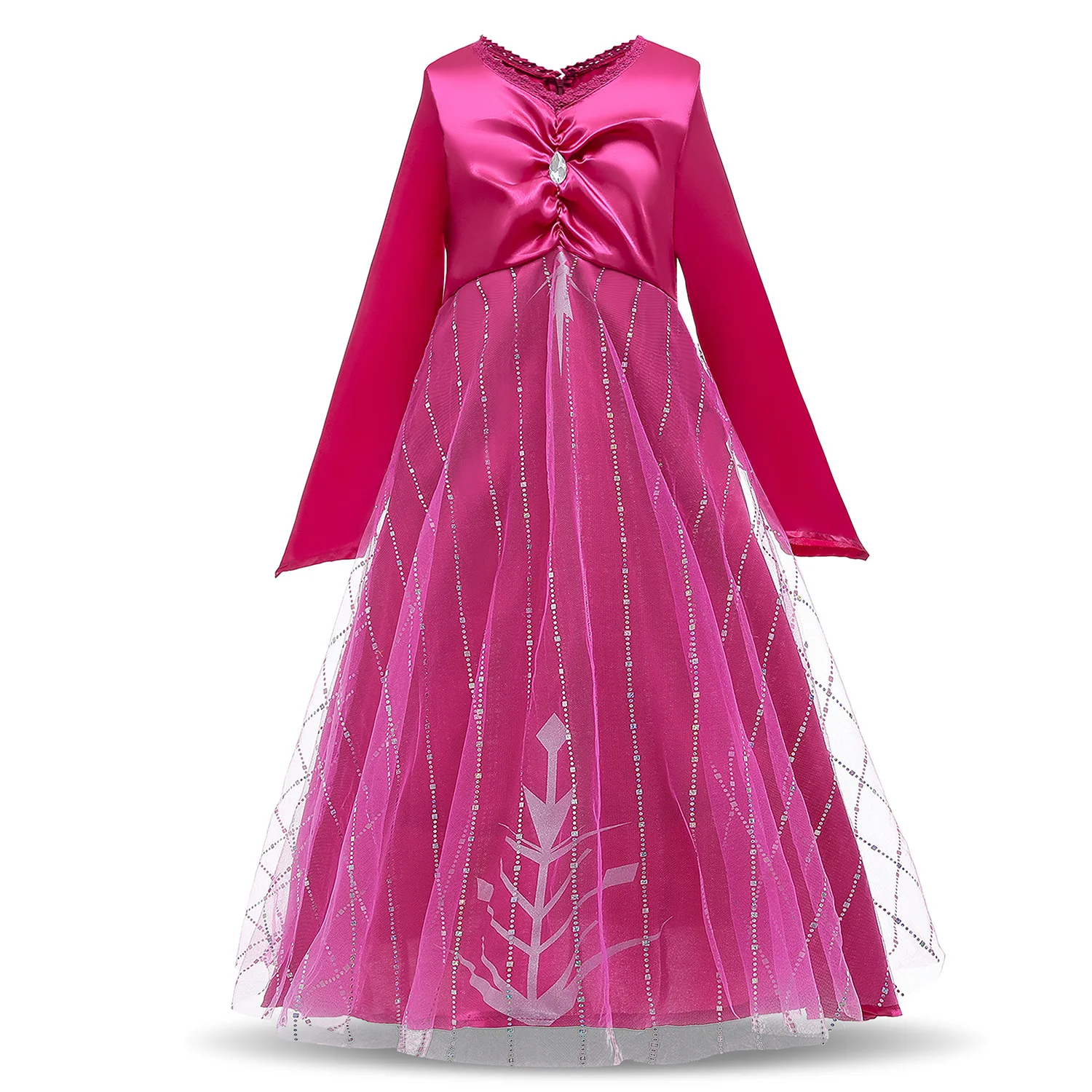 Details about   Kids Girls Snow Queen Anna Elsa Princess Long Sleeve Party Dress Gown Costume