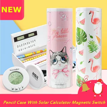 

Creative Whiteboard Pencil Case With Solar Calculator Magnetic Switch Kawai Cartoon Pen Box School Writing Case Pen Bag Station
