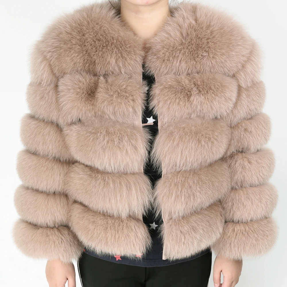

Maomaokong2019 winter jacket Women's Parker Leather Jacket Natural fox fur coat Parker Park Short Jacket Keep warm in winter