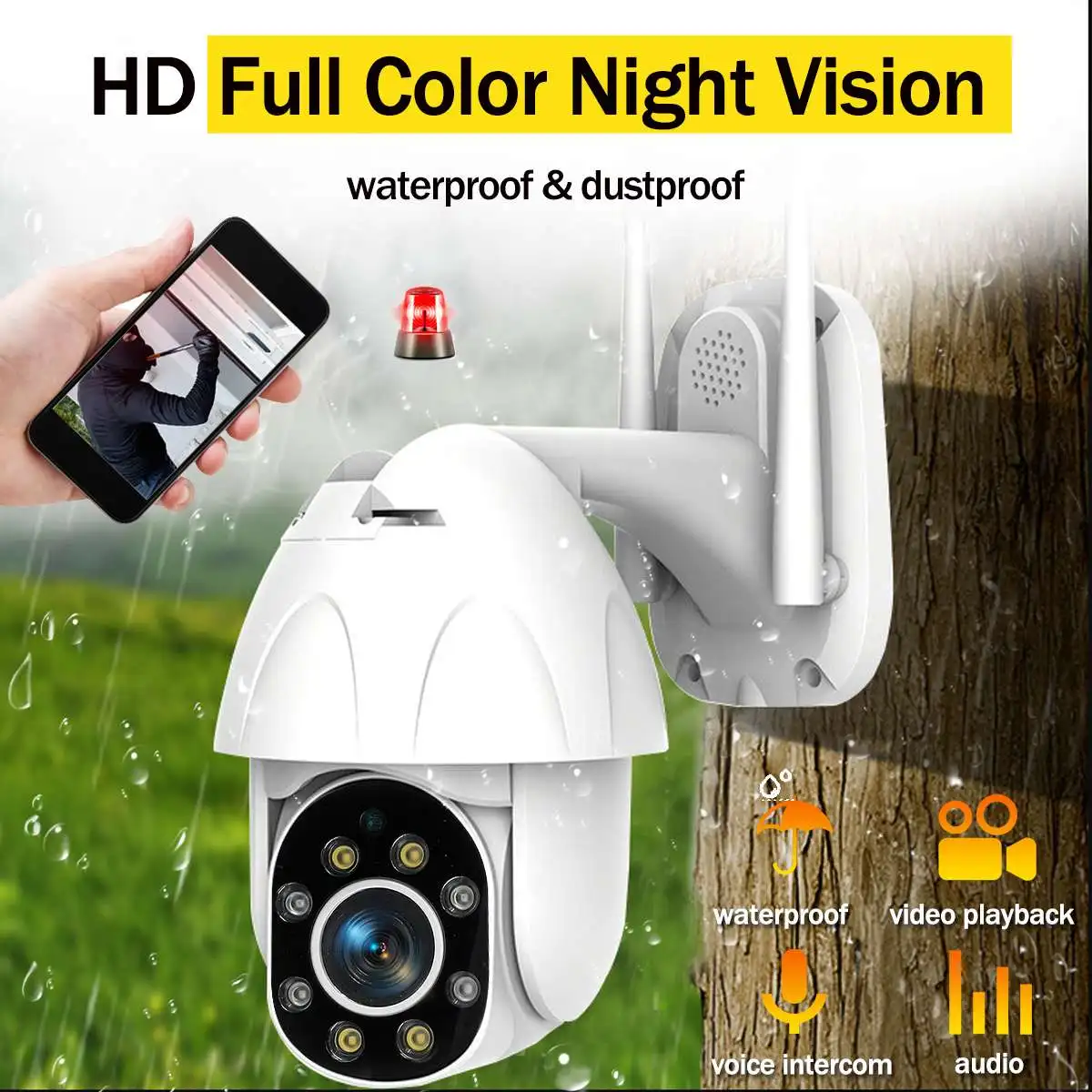 

1080P Waterproof Outdoor HD Full Color Night Vision Dome CCTV Security Surveillance Camera 5MP 360 Rotatory WiFi IR Camera