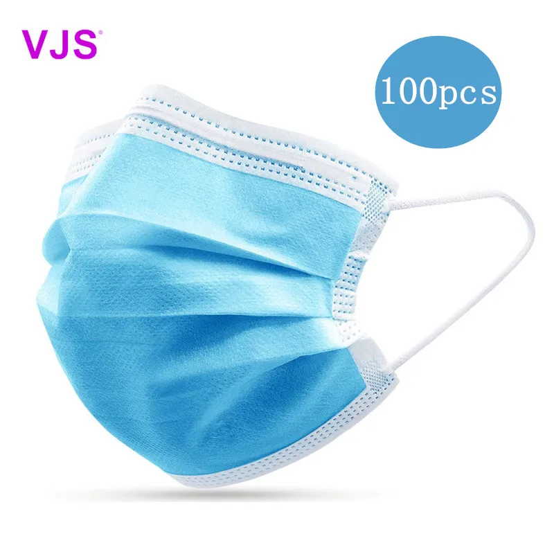 

100 pcs 3 Layers Face Filter Mouth Mask Bacteria Proof Healthy Ear Loop Face Filter Mask Anti Virus Breathable Disposable Mask