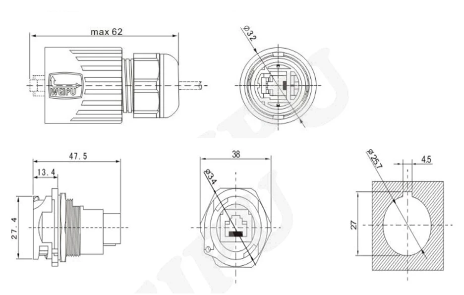 RJ45公头连接器