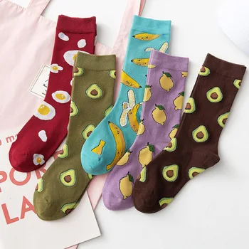 

SP&CITY 2019 New Arrival Autumn Korean Style Women Fruits Avocado Streetwear Socks Ankle Funny Patterned Student Unisex Art Sox