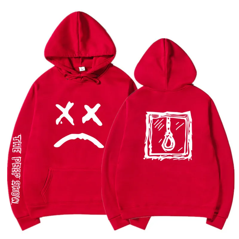 Lil Peep толстовки Love lil. peep мужская толстовка с капюшоном с принтом счастливого улыбающегося лица Мужской Женский пуловер толстовки Мужская Уличная одежда - Цвет: Red