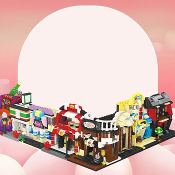 

Safe Environmentally Friendly Non Toxic Small Town Mini Street View Assembly Small Particles of Children Building Block Kid Toys