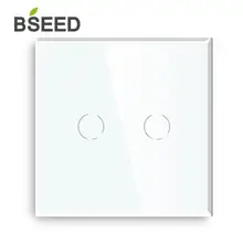 Bseed dokunmatik Dimmer ab standart anahtarı 2 Gang 1 yollu Led beyaz siyah altın kristal sınıf Panel Dimmer adaptörü ile