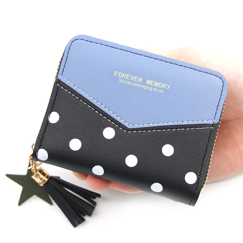 

2019 new Korean ladies wallet short color matching simple wallet zipper girl purse card package