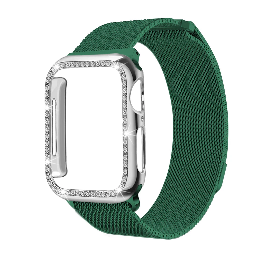 Миланский ремешок для наручных часов Apple Watch 38 мм, 42 мм, iwatch, версия 5/4/3/2/1 нержавеющая сталь чехол+ ремень для 5 серии 40 мм 44 аксессуары - Цвет ремешка: Dark green