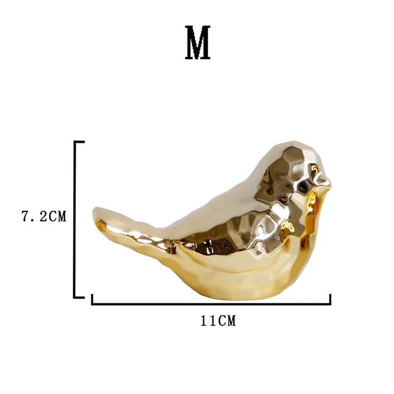 Креативные керамические золотистые птицы украшение ручной работы Рабочий стол с книжными полками фигурки украшения для дома аксессуары изображение Птицы Искусство Свадебный декор - Цвет: M
