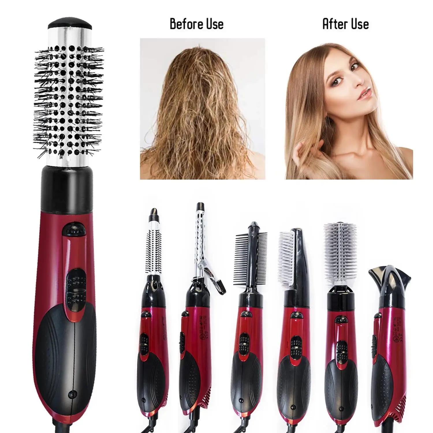Electric 7 In 1 Hot Air Brush Hair Dryer Straightener Curler Set Professional Straightening Curling Blower Styling Comb |