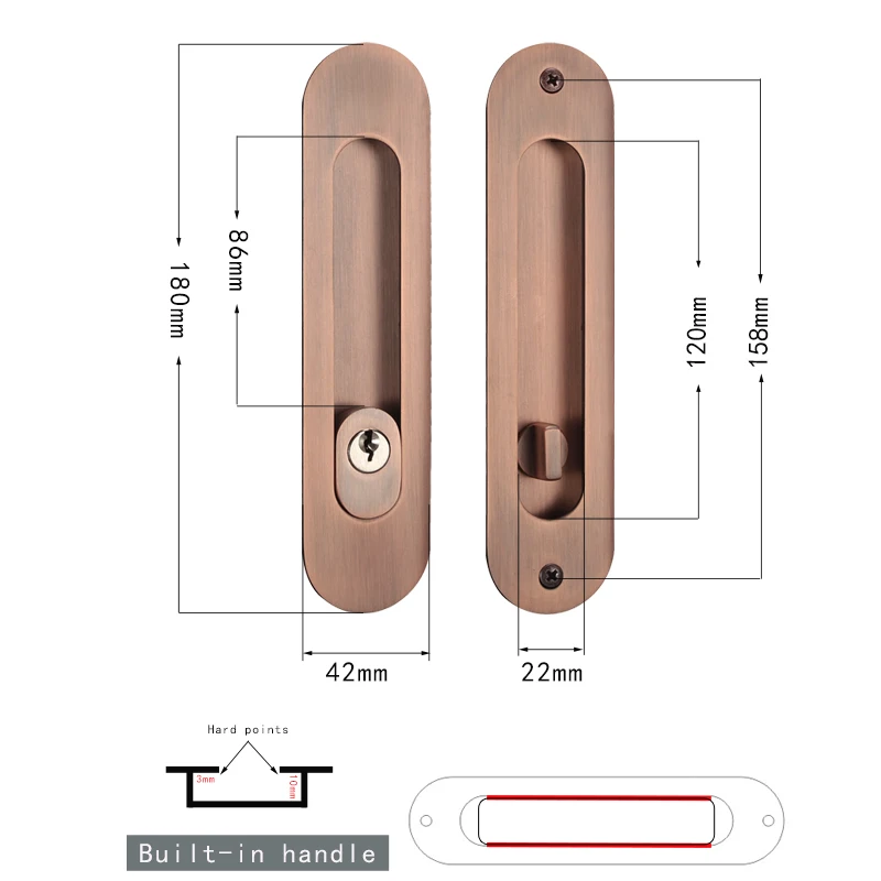 TOPKNORR Sliding Door Invisible Interior Door Lock Sliding Door Kitchen Bedroom Balcony Hook Lock Furniture Accessories