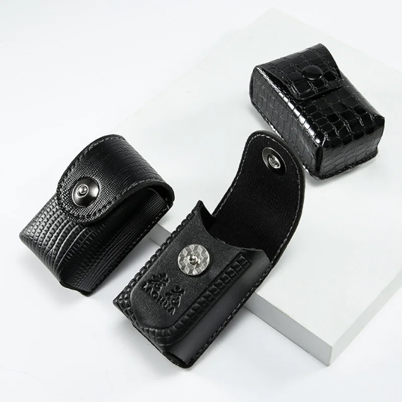 men and women cross section folding reading glasses set box portable hanging belt magnetic buckle Leather glasses case