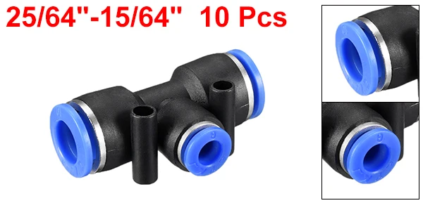 (10-6mm)-10pcs Uxcell 2/10 шт. пуш-ап для подключения фитинги тройник Тип соединение для труб пуш-ап подходит шлангов из нержавеющей стали с защелкой гибкость кожаные туфли ссадины Resistanc - Цвет: (10-6mm)-10pcs
