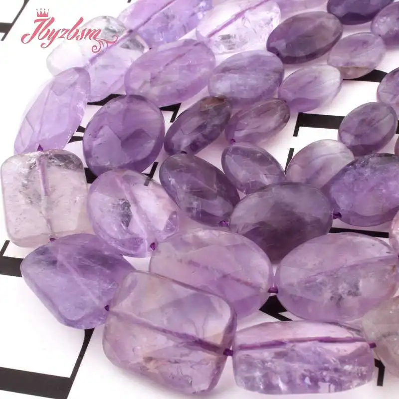 Natural Stone Purple Amethyst Gemstone Oval Beads For Jewelry Making Strand 15" 