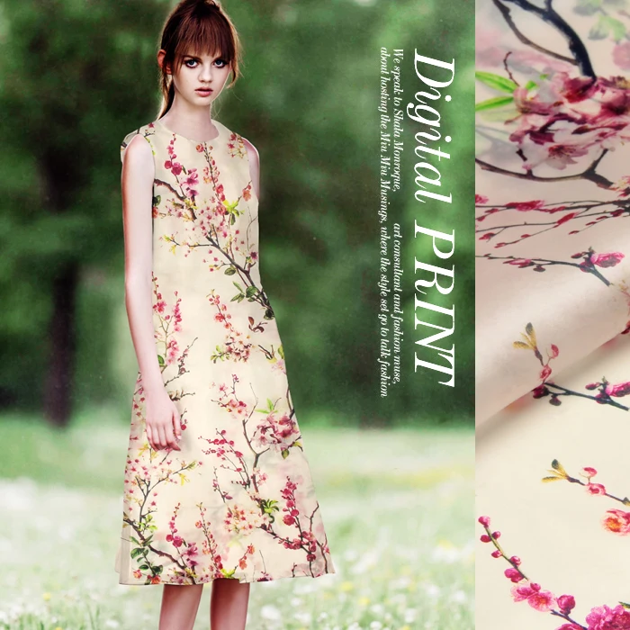 Принт шелковая органза атласная ткань 135 см ширина 14momme