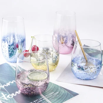 

2 Pcs/lot creative egg shaped fashion Starry sky home morning water glass office juice drinking glass cups GLA-78
