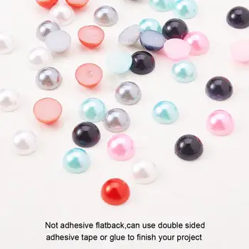 

1800pcs 4x2mm 6 Colors Half Round Imitation Pearl ABS Acrylic Dome Cabochons