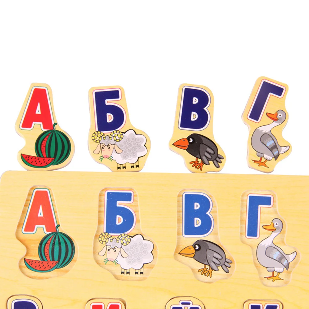 

Puzzles Games Large Puzzle Wooden Toys Russian Alphabet Toy Children Alphabet Kids Educational Developing baby memory cognition