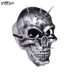 Полный лицо страшный череп маска металлический браслет мужской косплей костюм Длинные глиняные шипы маска в виде скелета на Хэллоуин маски